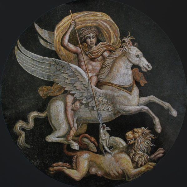 Bellerophon megöli Kimérát (római mozaik)